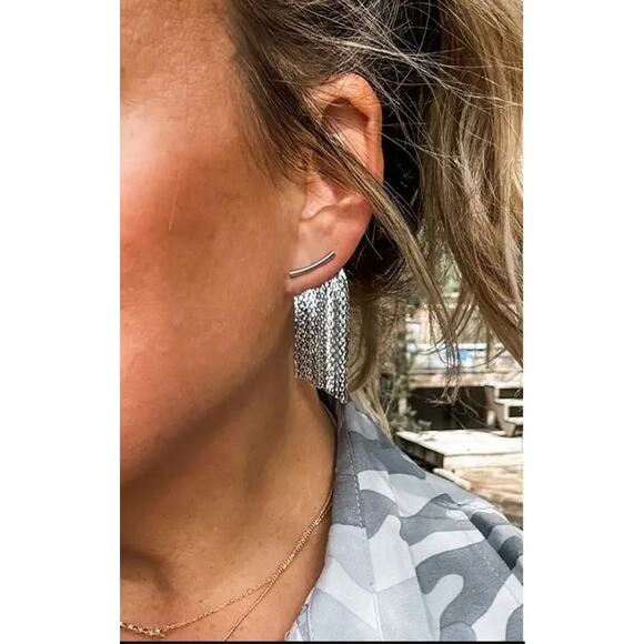 Vegas Fringe Earrings - Silver - Picture 3 of 4